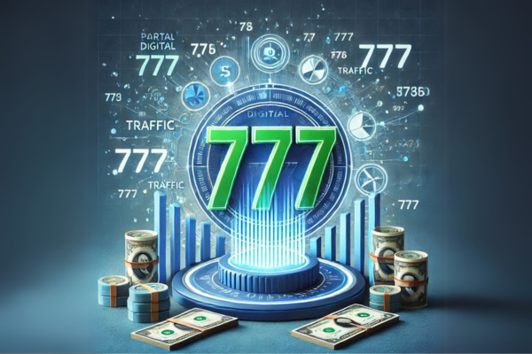 Ilustração d um portal de dinheiro com o número 777, representando o nome do blog, imagem para a página de contato do portal digital 777.