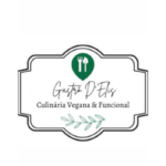 Ilustração da logo da Gastrô D'Elis - Culinária Vegana e Funcional, na paleta preto, branco e verde.